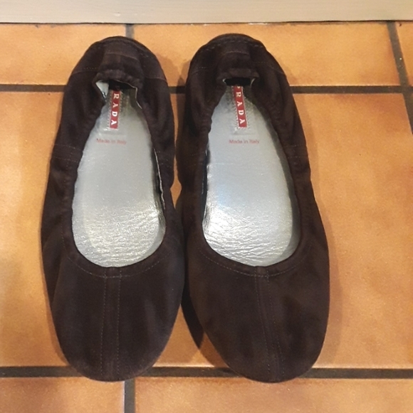 PRADA brown suede ballerina flats 38 - Picture 2 of 6